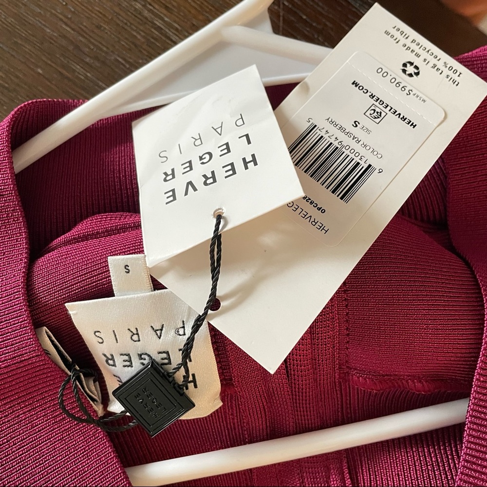 NWT Herve Leger Raspberry Dress - Picture 9 of 12